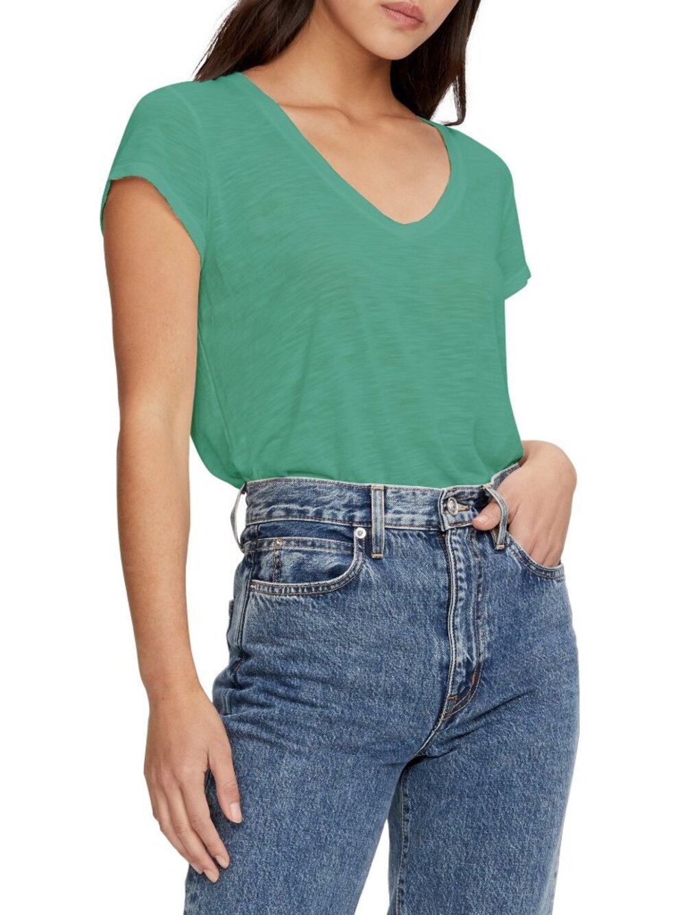 Michael Stars Allison V‑Neck Top – One Size – Green – NWT
